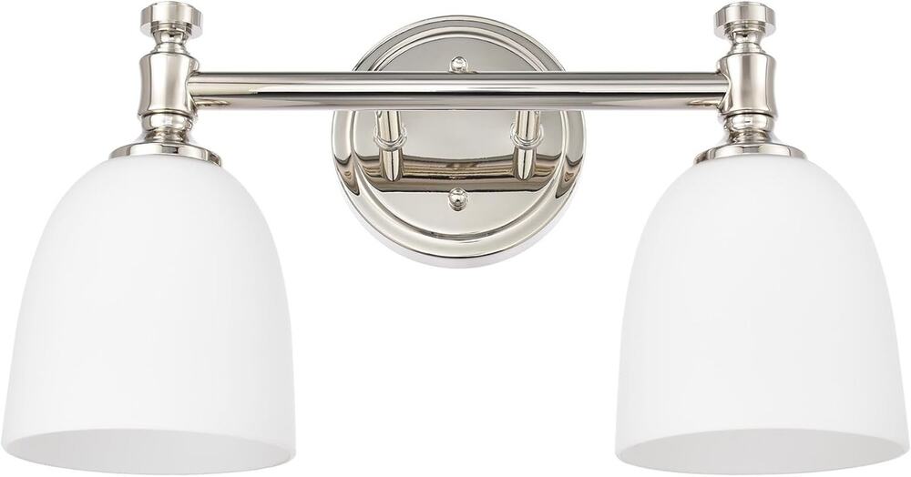 Polished Nickel 2-Light Bathroom Vanity Light Wall Fixture Over Mirror